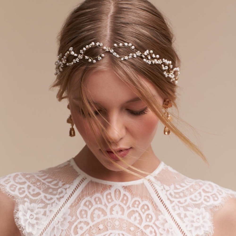 Bhldn pearldrop halo headpiece